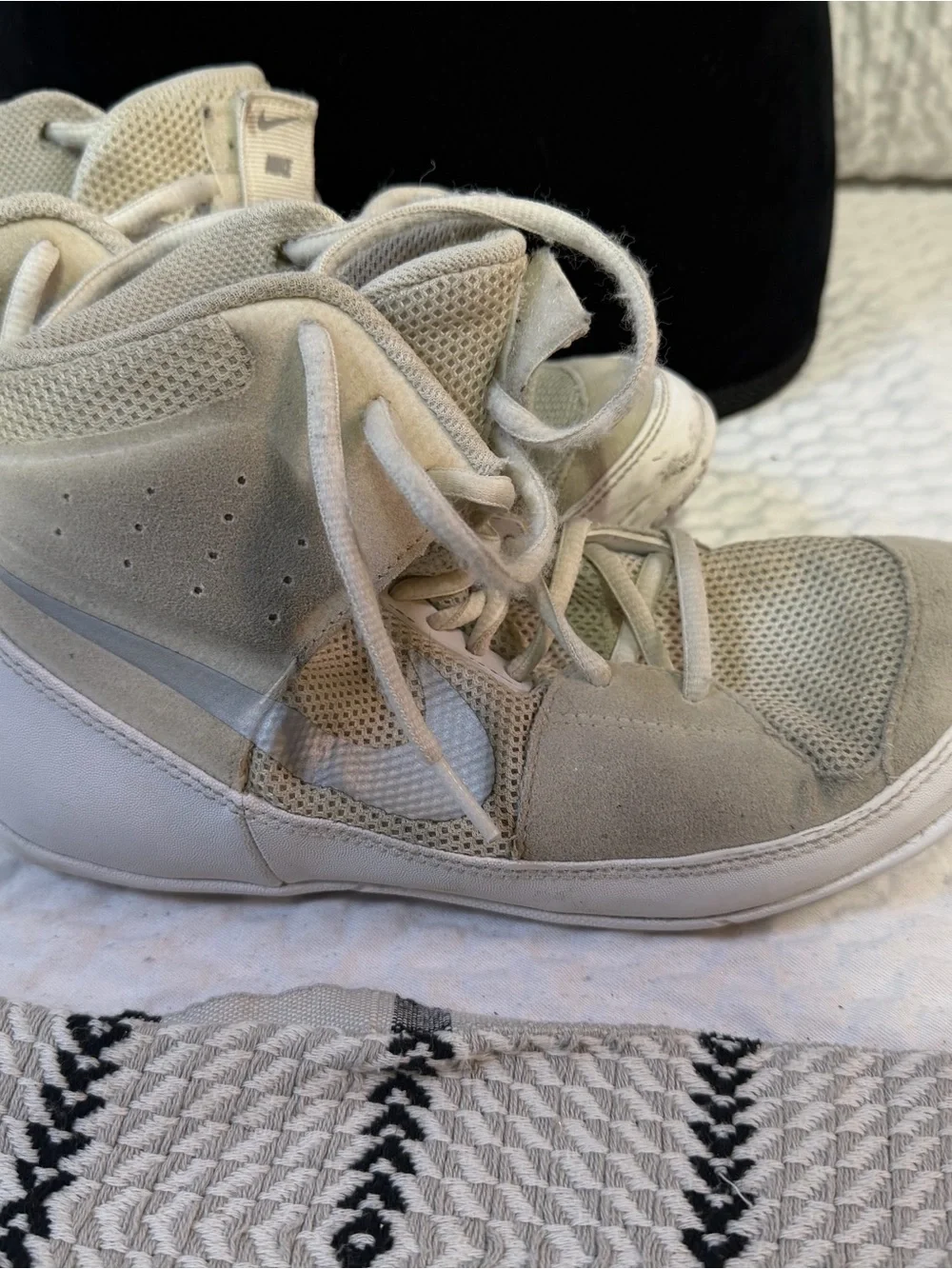 Nike Women’s High-Top Sneakers in Light Gray and White fury wrestling